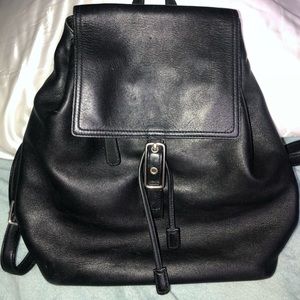 Vintage COACH Black Leather Daypack Backpack